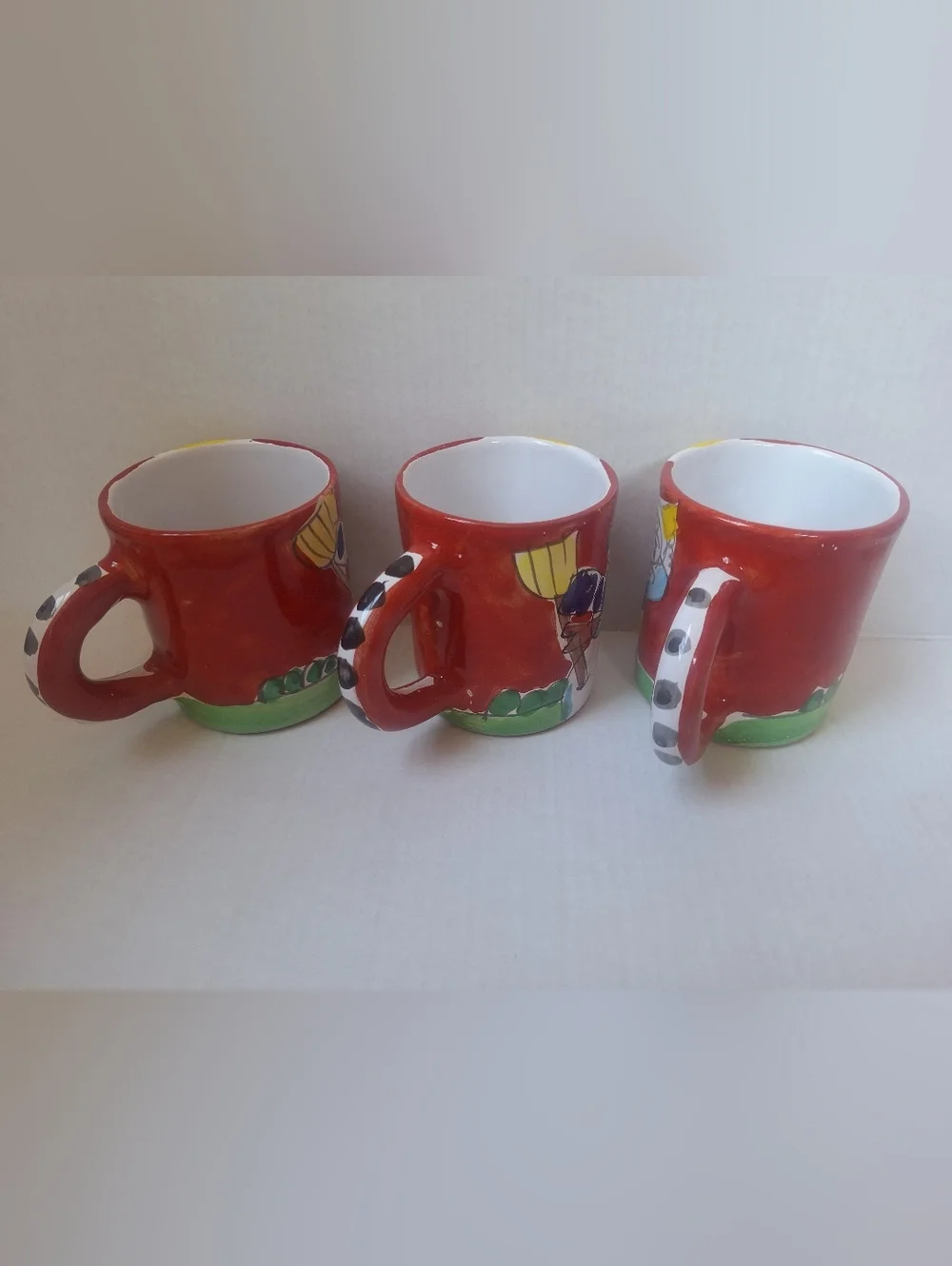 La Musa Ceramiche Christmas Coffee Mugs Hand Painted Holiday Colorful Lot Of 3 - Picture 3 of 6